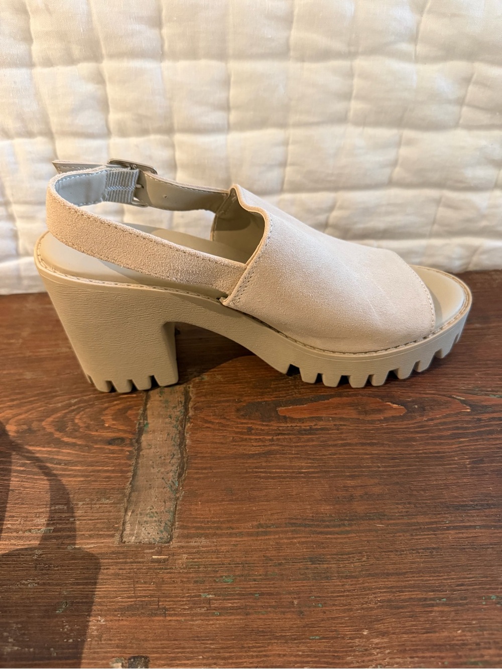 Steve Madden Neutral Beige Chunky Platform Slingback Heel